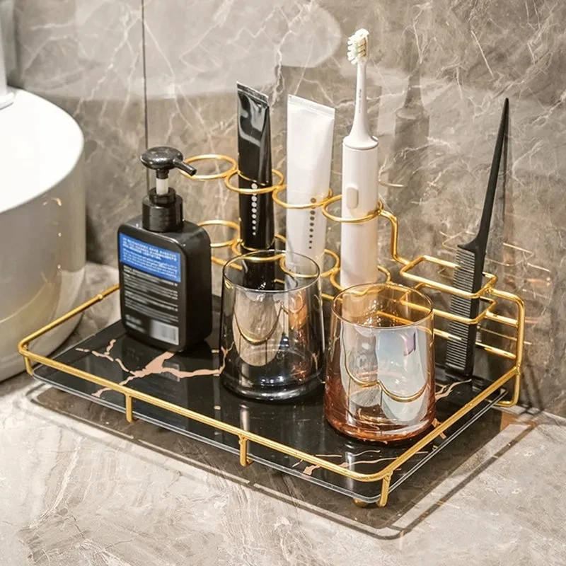 

Hot-Light Luxury Countertop Makeup Skin Care Products Perfume Organizer For Cosmetics Bathroom Storage Floor Shelf