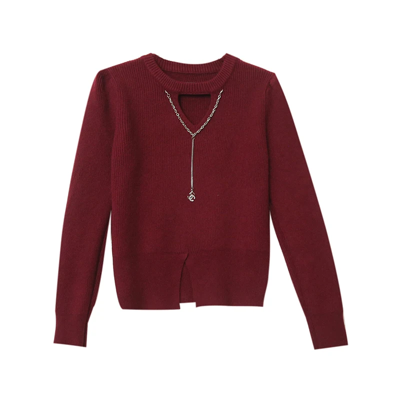 Новый дизайн бархатный ажурный женский осенне-зимний пуловер с длинными