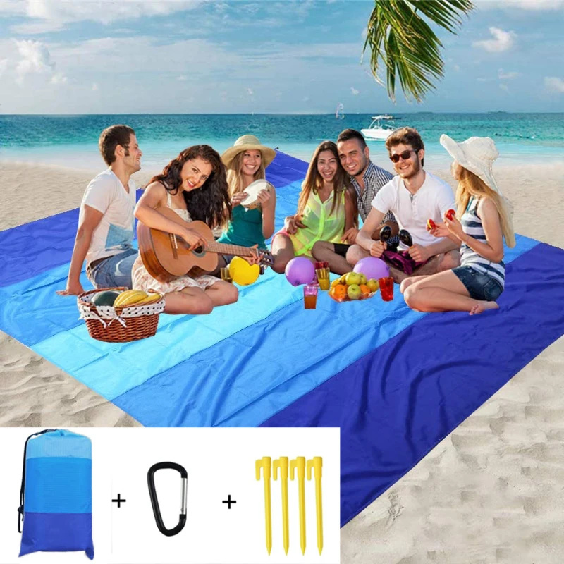 200x210cm Waterproof Pocket Beach Mat Folding Camping Sand Free Blanket Mattress Portable Lightweight Mat Outdoor Picnic Mat