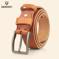 vintage wide 3 2 cm mens belt handmade genuine leather strap pin buckle cow leather belt for male jeans yg061