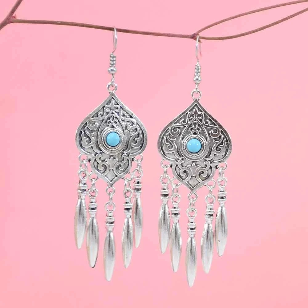 Богемные этнические длинные синие красные акриловые кристаллы женские