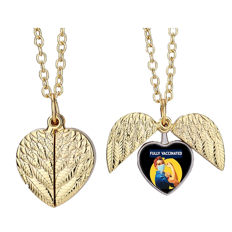 

Fully Vaccinated Vaccine Rosie The Zwi Heart Active Angel Wing Necklace Beautiful Pendant Fashion Jewelry