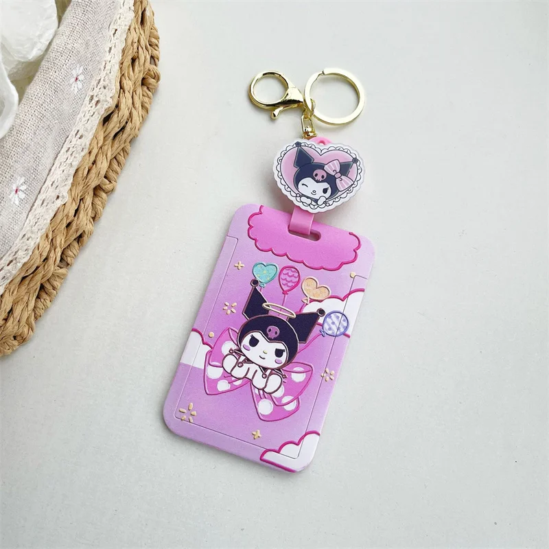 Best Kawaii sanrio cartão titular kuromi chaveiro anime pingente kitty melodia telescópica cartões de acesso tráfego para crianças presentes da menina