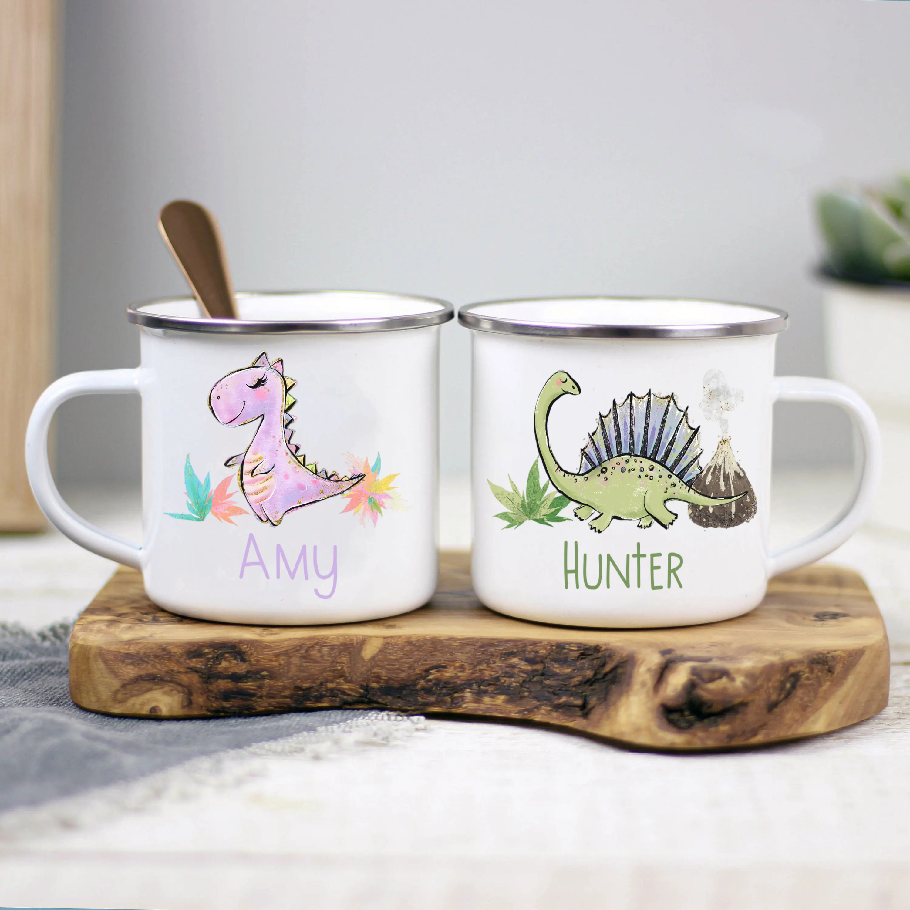 

Milk Drink Juice Cup Gifts for Her Birthday Mothers Day Cute Girls Personalised Dinosaur Letter Mugs Cute Enamel Coffee Mug