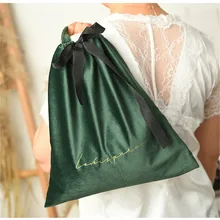 Velvet Drawstring Pouch Storage Bags Pockets Hair Dryer Bag Wedding Souvenir Bag Skin-friendly Dutch Fleece Bow Tie for Cosmetic