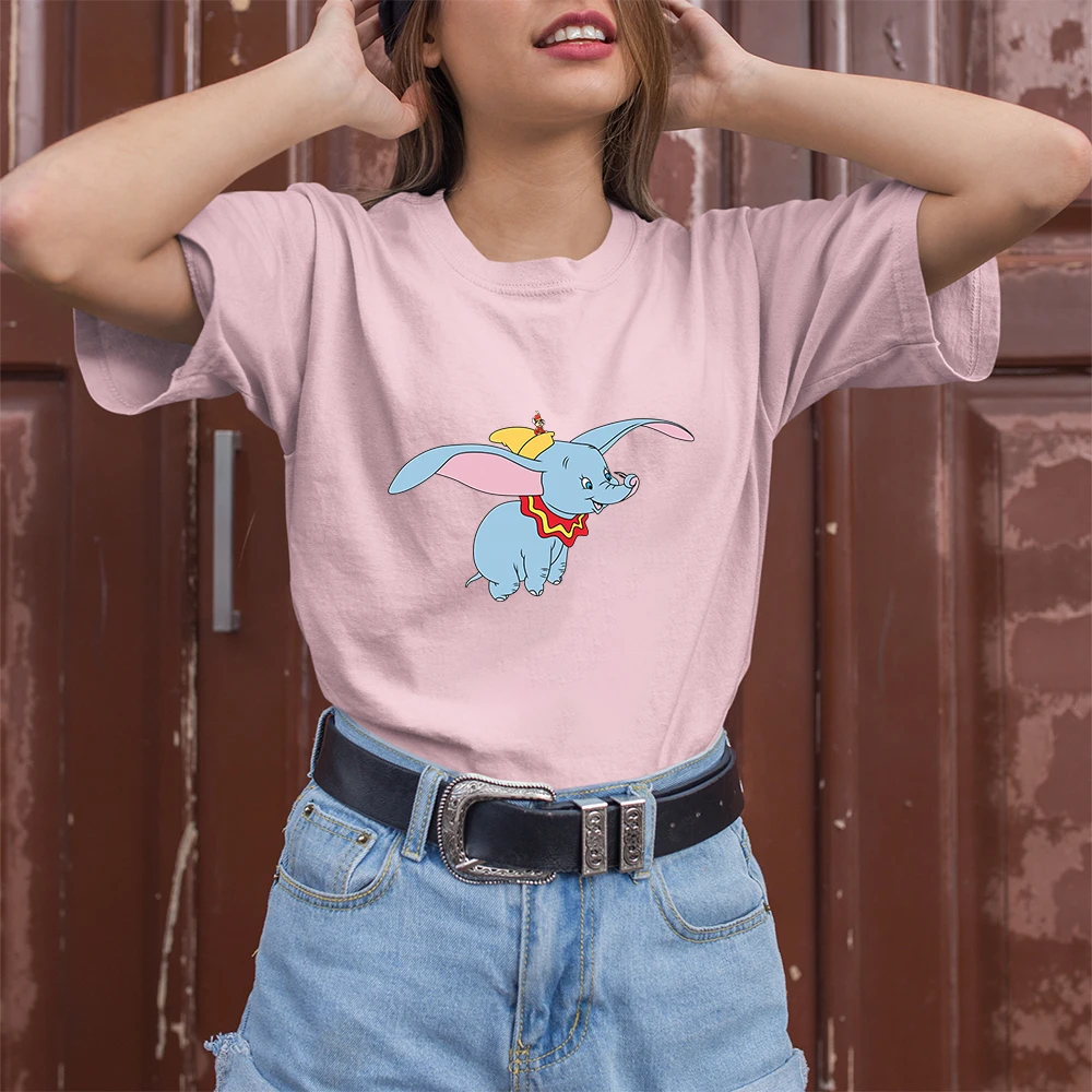 

Dumbo Women's T-shirt 2022 New Arruvals Disney Summer Pink Clothes Kawaii Print Fashion Female Shirt Cute T Shirt For Girls