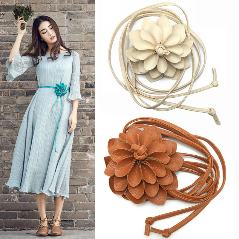 

Korean Floral Waist Chain Fringed Braided Rope Trim Elegant Dress Sweater Casual Knotted Waistband Handmade Flower Decorative
