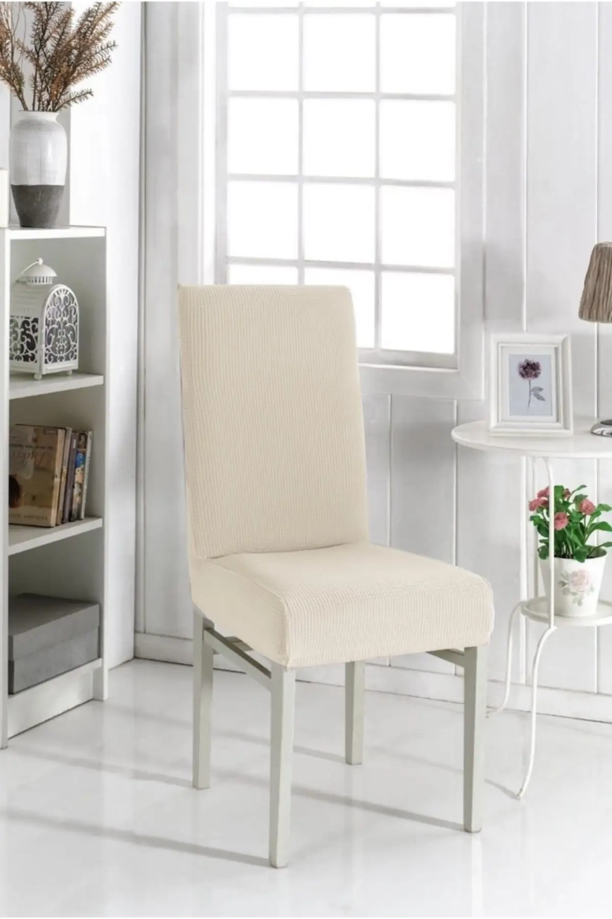 

Chair Case Cream Color Lycra Washable 1 Seat Cover Salon Textile Home & Furniture