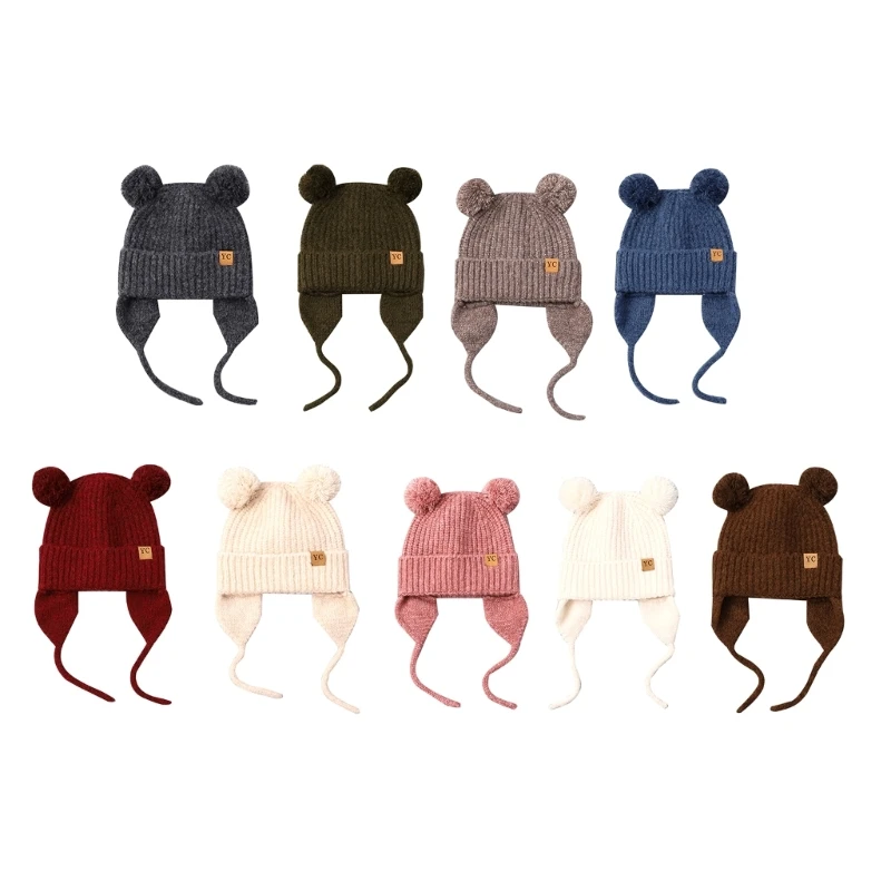 

57EE Colorful Kids Hat Practical & Comfortable Baby Earflap Beanie for Boys Girls