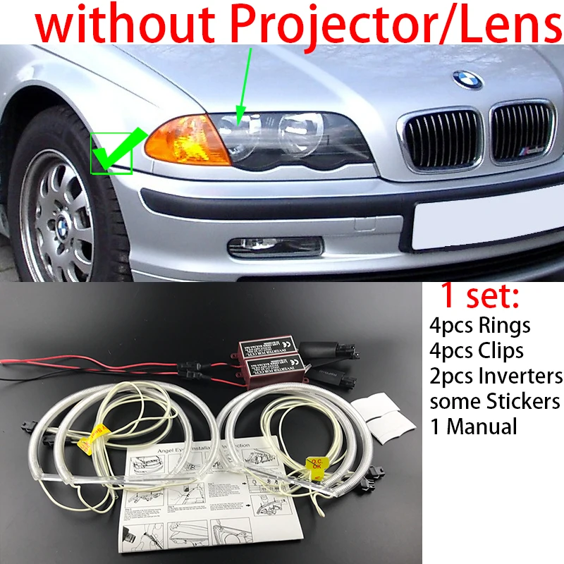 

Набор глаз ангела CCFL, белое кольцо для BMW 3 серии E46 1998-2005 316i 318i 320d 320i 323i 325i 328i Demon Eye