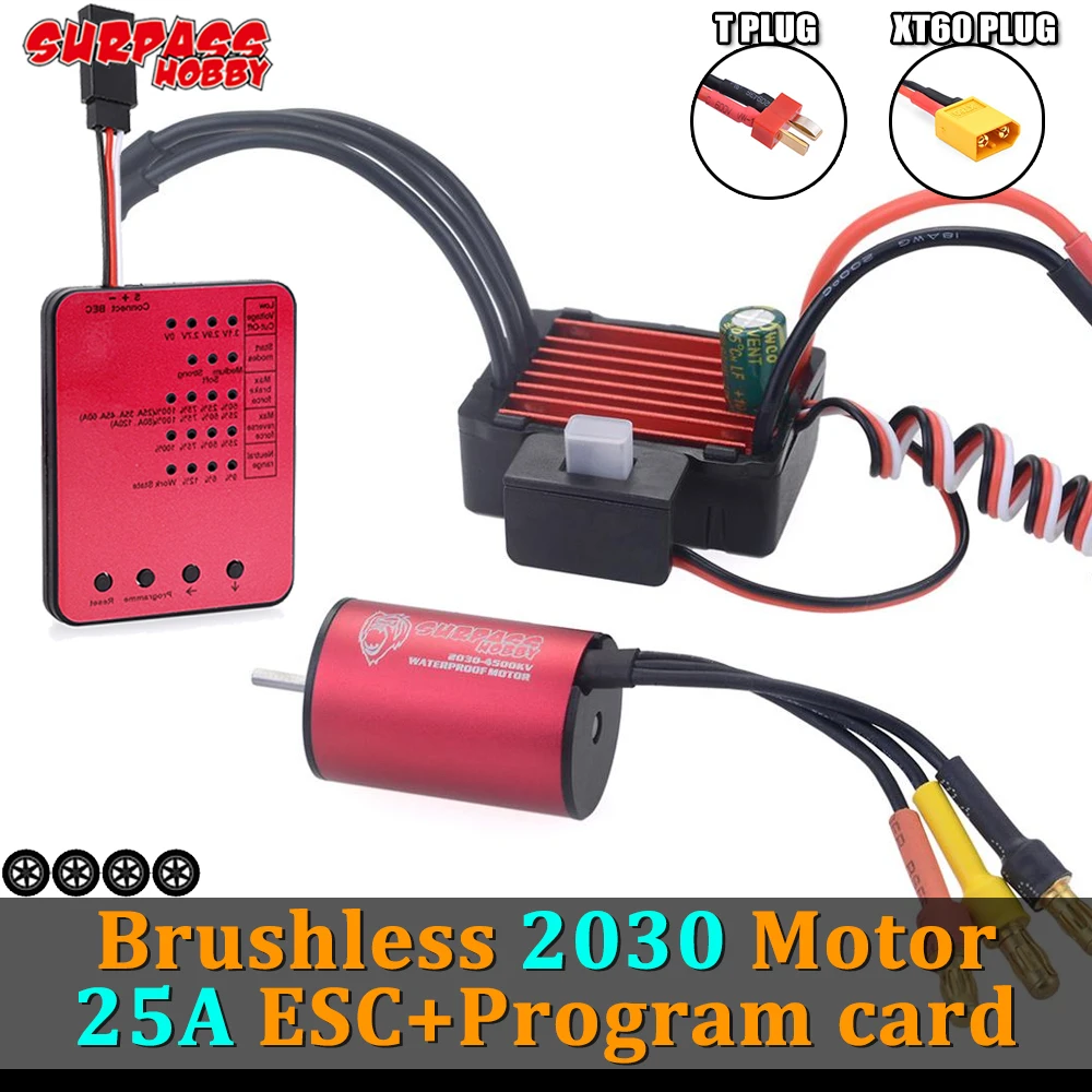 Surpass Hobby 2030 Бесщеточный двигатель водонепроницаемый 25A ESC Карта программы для 2S 1/20 1/18 RC Racing Traxxas Slash Wltoys HSP 9G