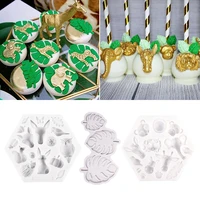 jungle safari birthday decoration 3d animal palm leave silicone cake mould fondant cake mold baby shower birhtday party supplies