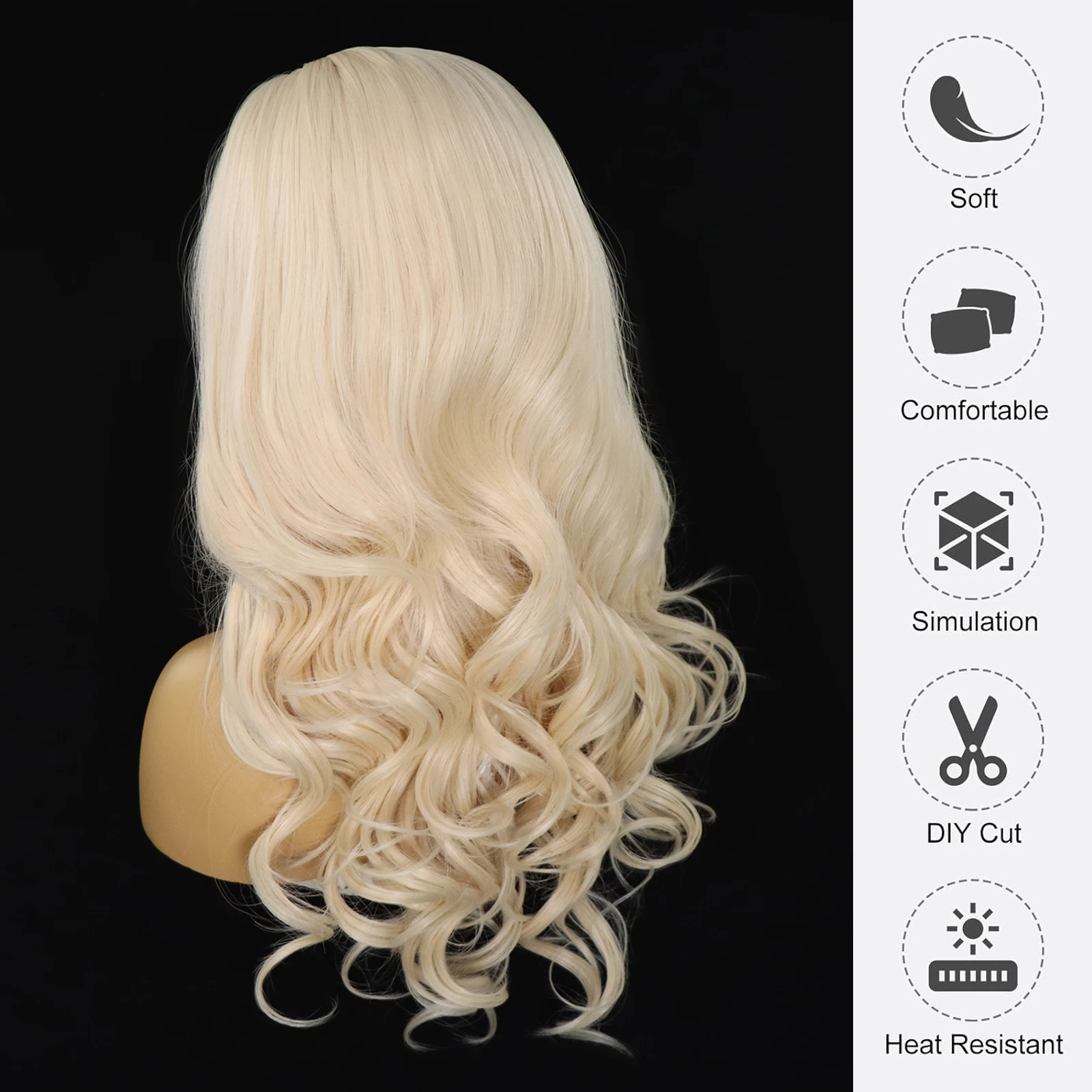 613 Медовый блондин Объемная волна Парик Синтетические волосы Парики фронта