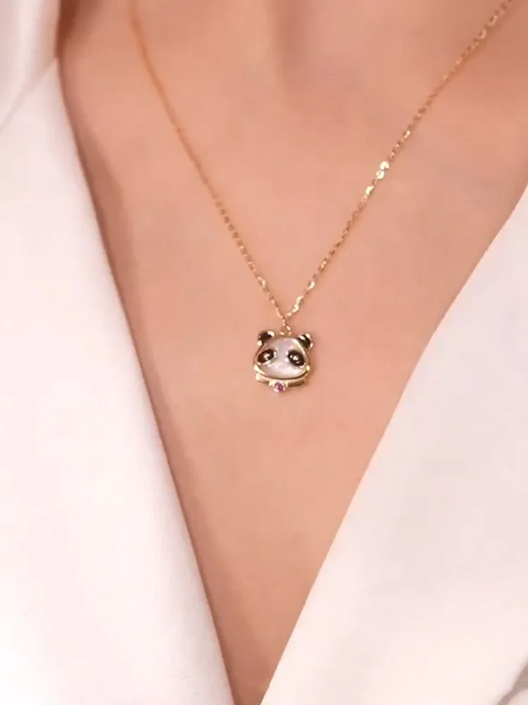 

Little panda necklace female shell niche 2022 new all-match temperament net red lock Jewelry Accessories