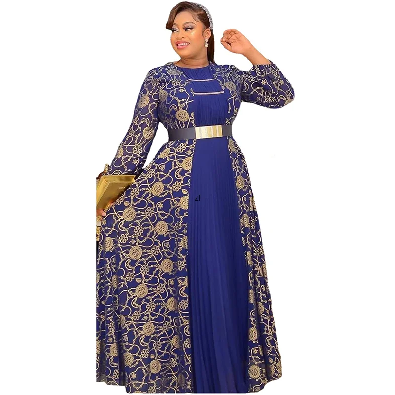 

Long African Dresses For Women Full Sleeve High Waist Robes Africa Clothing Fashion Print Splice African OL Party Dress Vestidos