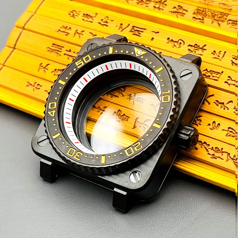 Matte Black SKX007 Square NH35 Watch Cases Fits NH35 NH36 7S26 6R Movement Seiko SKX007 Style Pilots cockpit Diving Watch Case