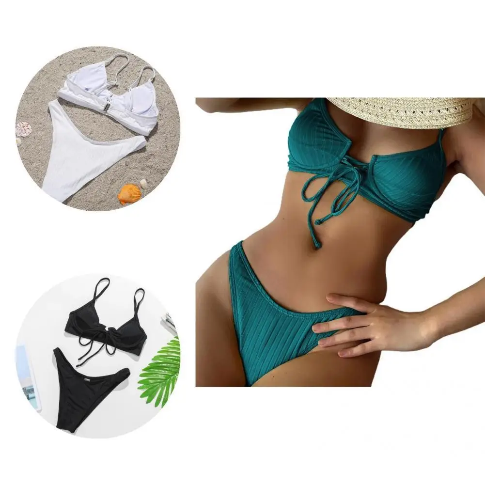 

2 Pcs/Set Terrific Lady Bikini Backless Sexy Bathing Suit Eye-cathcing Summer Swimwear