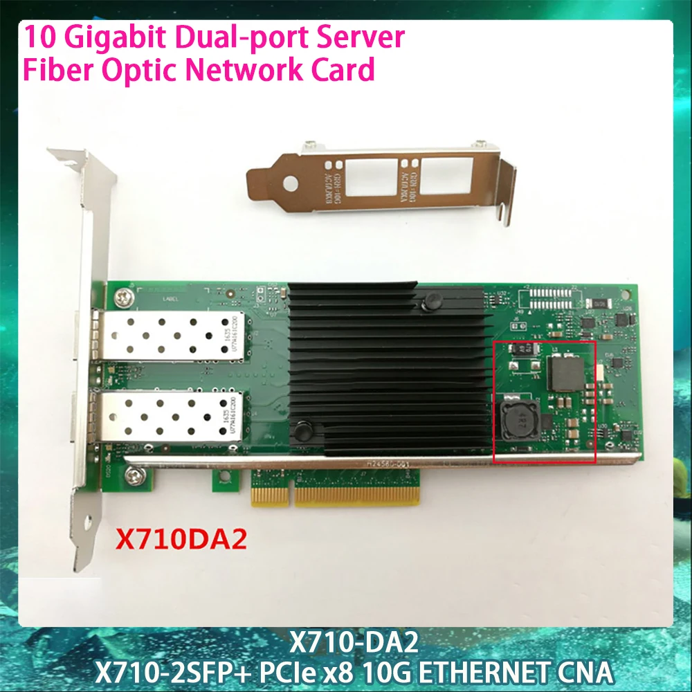 

X710-DA2 For Inter X710-2SFP+ PCIe x8 10G ETHERNET CNA 10 Gigabit Dual-port Server Fiber Optic Network Card NIC High Quality