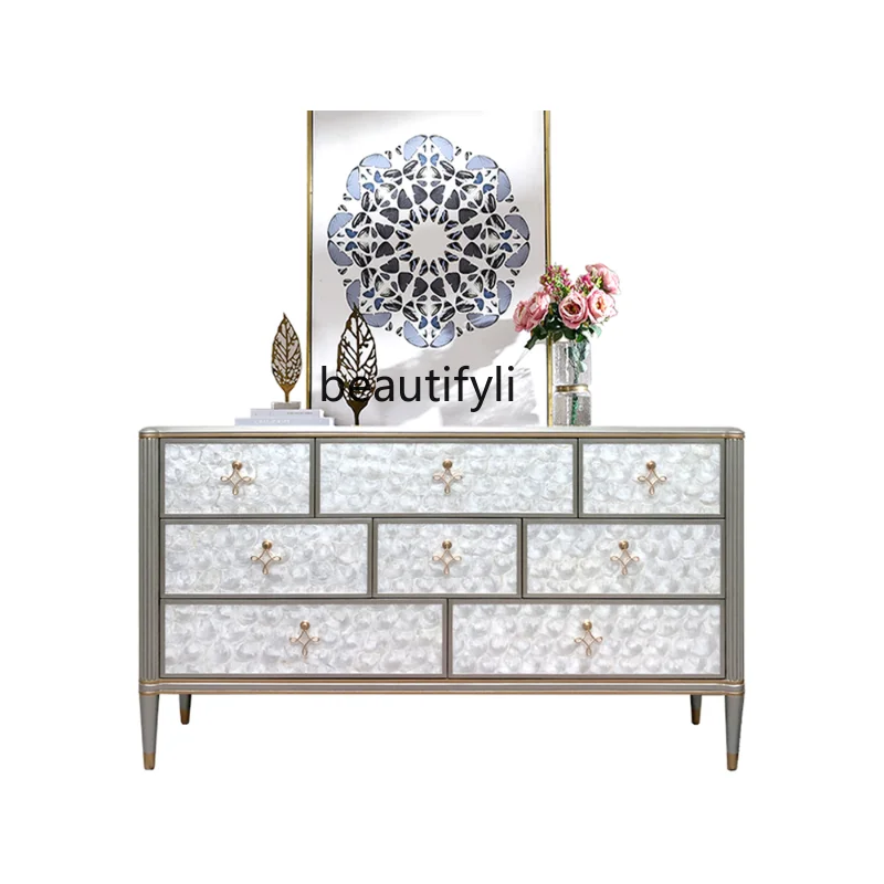 

American Light Luxury Solid Wood Eight Spares Cabinet Sideboard Customization Modern Minimalist Living Room Locker
