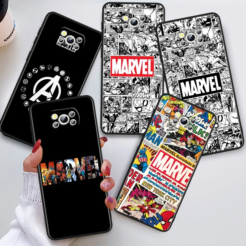 

Marvel Avengers Logo Phon Case For Xiaomi POCO C50 C40 C31 C3 M5S X4 M4 M3 F4 F3 GT F2 F1 X3 NFC X2 Pro Black Cover