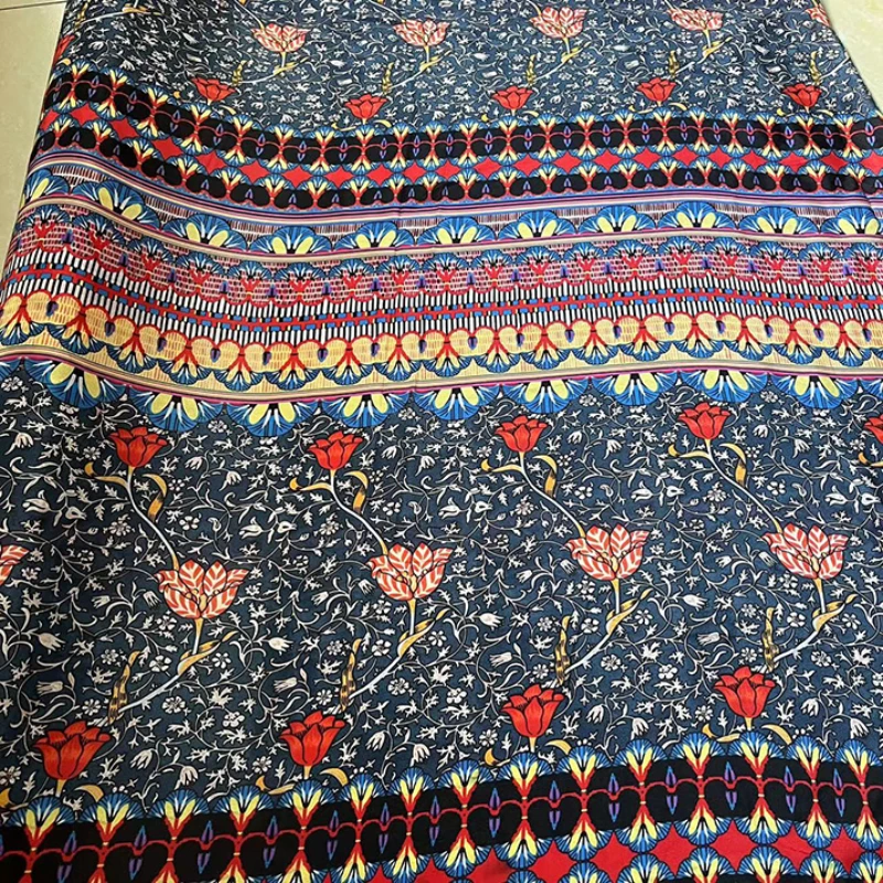 

Silk Crepe Fabrics Spring Summer Mulberry Silks Wide Material Breathable Comfortable Ethnic Style Shirt Dress Fabric by Meter