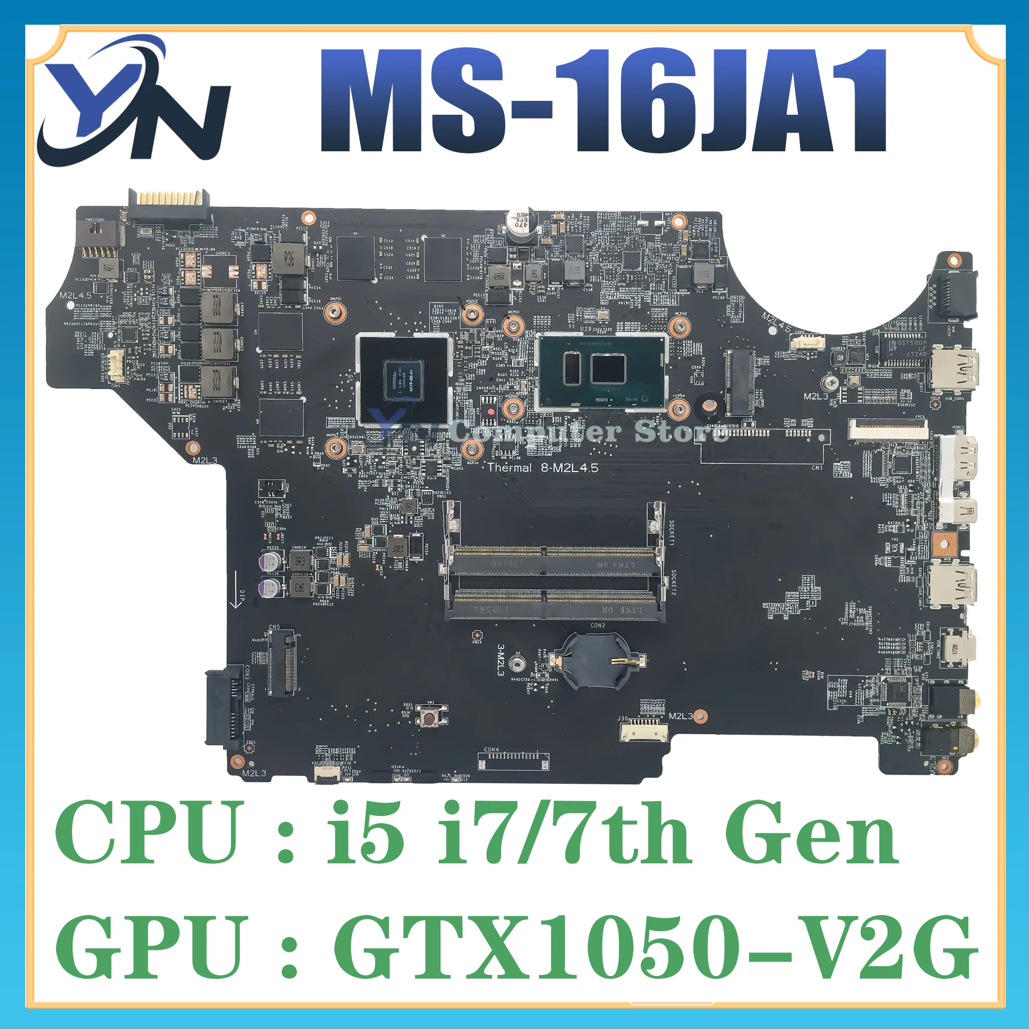 

MS-16JA1 VER 1.0 For MSI PL62 MS-16JA LAPTOP MOTHERBOARD WITH I5 I7(7TH GEN)CPU AND GPU GTX1050M-V2G 100% TEST OK