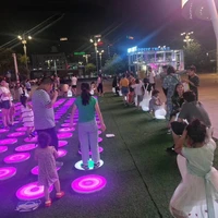 IP68 portable outdoor decoration led round floor light touch sensitive colors changing interactive 3d play ground flooring