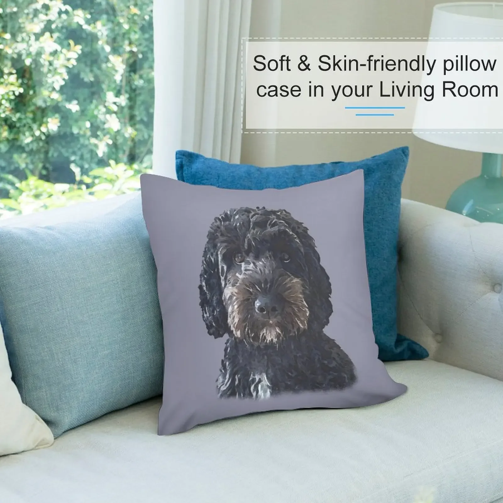 Черная подушка Cockapoo/Doodle Dog рождественская наволочка мраморная
