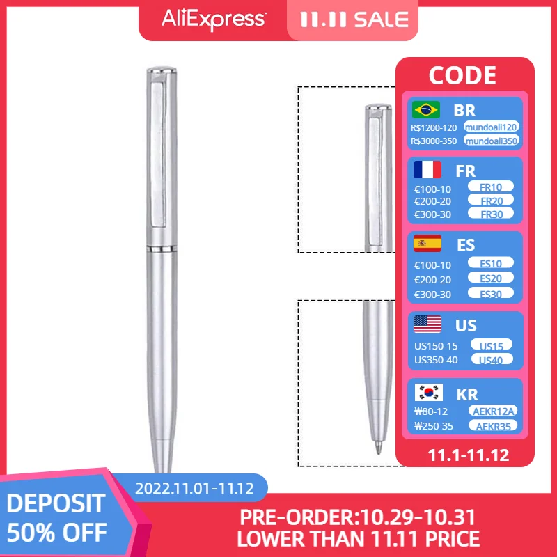 

10cm Light Silver Ballpoint Pen Stationery Rotating Rotary Twisting Short Plastic Mini School Pen Style Supplies