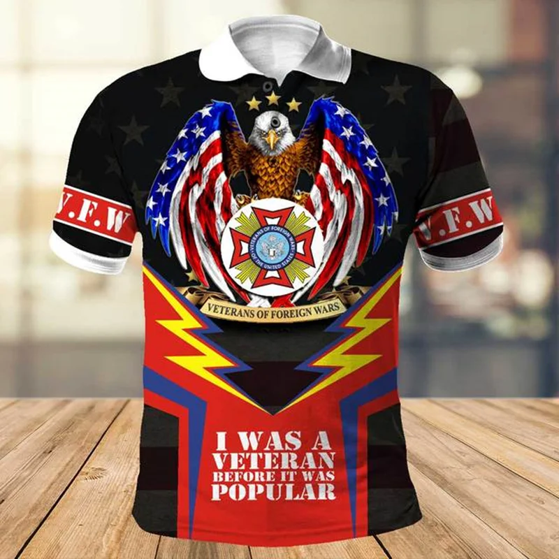 

Men's Polo Shirt Military Badge 3D Print Polo Shirt Unisex Fashion Harajuku Street Casual Sports Short Sleeve Shirt Top