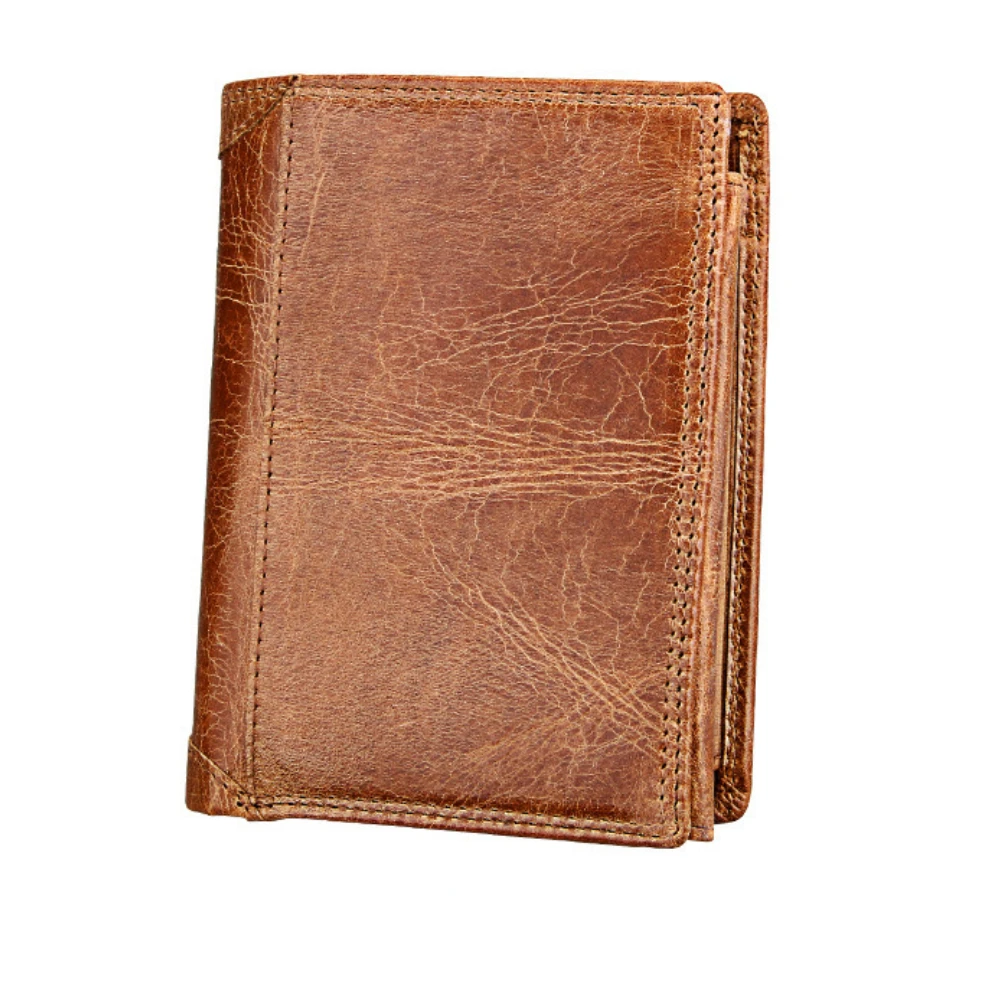 Anti-theft Brush Anti-RFID Genuine Leather Men's Wallet Multifunctional Men's Vertical Wallet Card Bag