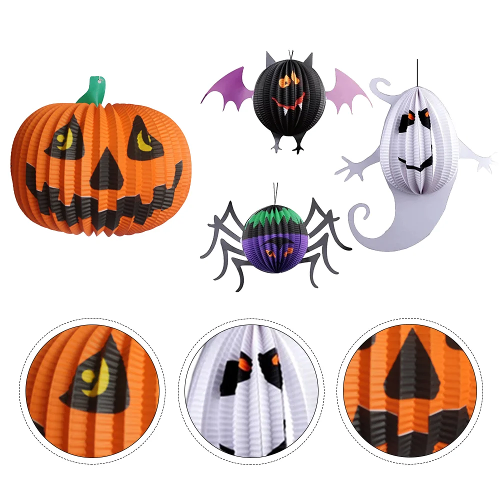 

Lamp Paper Pumpkin Lantern Hanging Hauntedhoneycomb Party Printed Scary Lamps Ghost Decorations Spider Bat Lanterns House