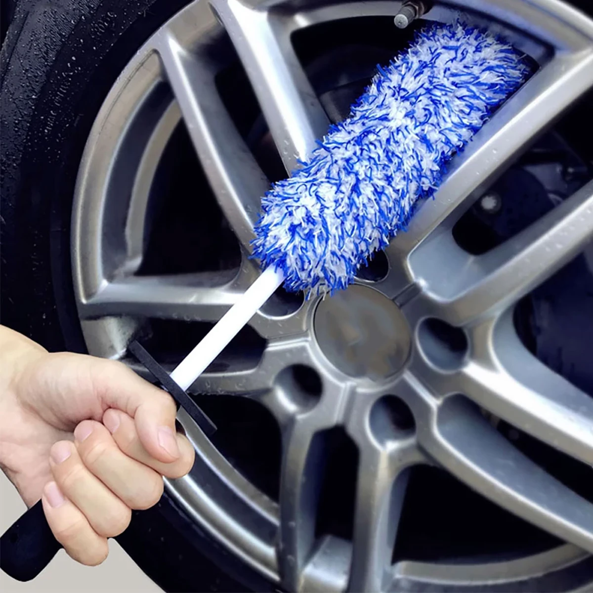 

Microfibre Car Long Reach Wheel Rim Brush Gentle Cleaning Scratch Free Tire Brush Washing Tool