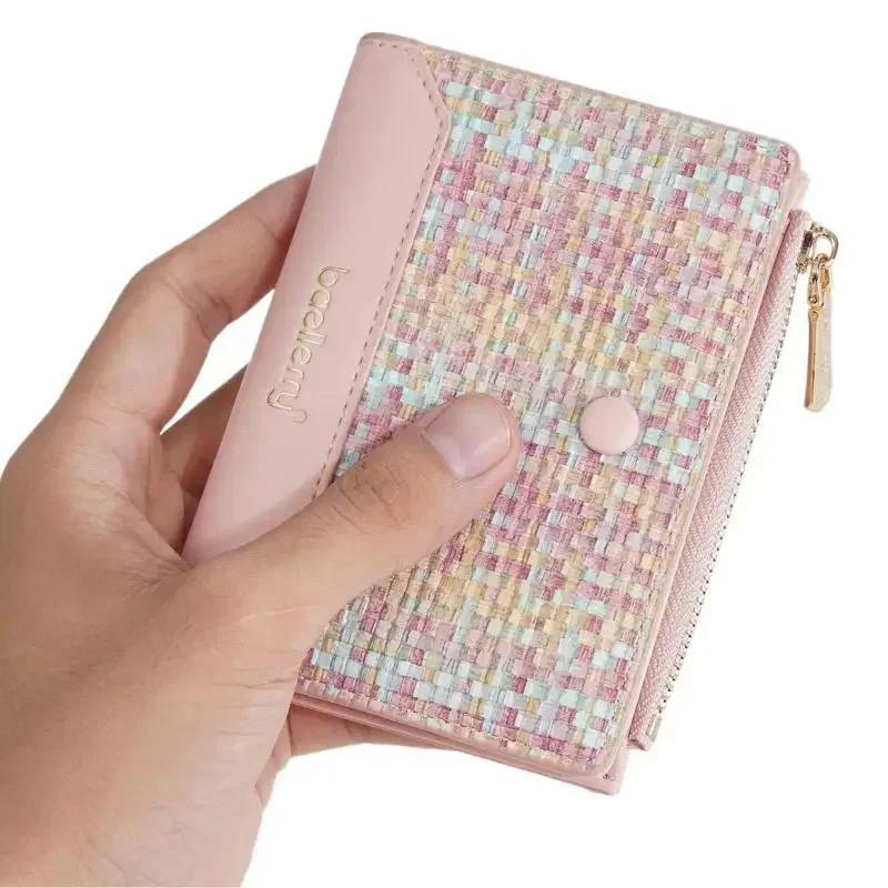 Модный простой короткий кошелек для женщин сумка из искусственной кожи на молнии