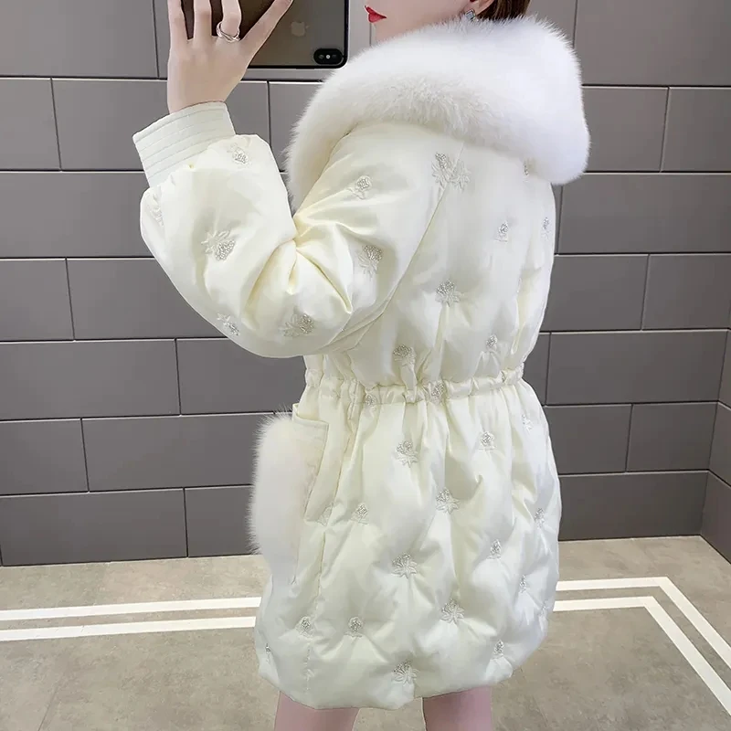 Женский пуховик новинка 2023 модное Свободное пальто на белом утином пуху женские