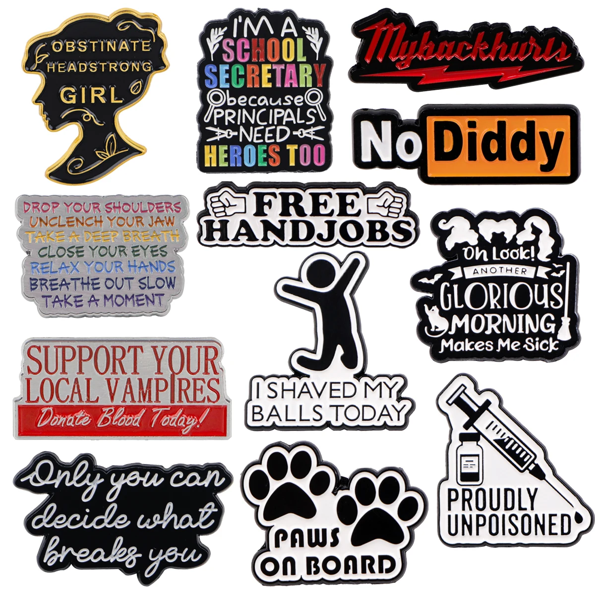 Эмалированные значки с надписью &quotWord&quot