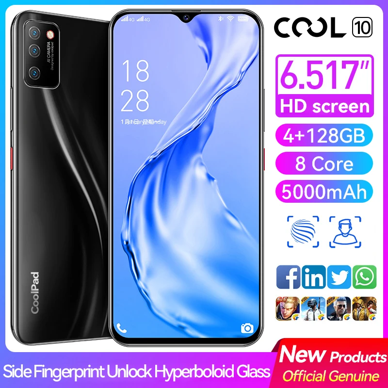 original global version cool10 mobile phones128gb android10 0смартфоны 5000mahbattery 6 517display helio