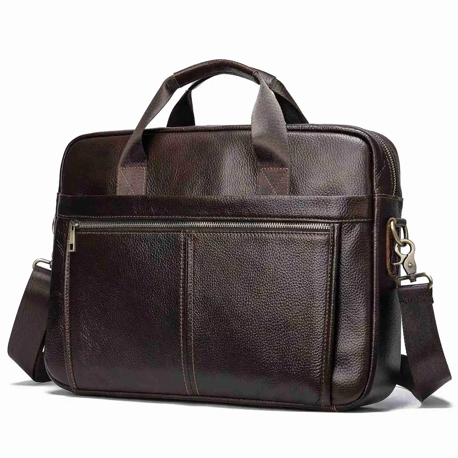 

Men's Handbag Briefcases Messenger Bag 100% cowhide Leather 14'' Laptop Bag Folders Man Office Business Bags for Document