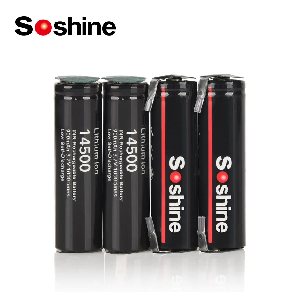 Литий-ионный аккумулятор Soshine 14500 3 7 в со сварочными вклаками 900 мАч