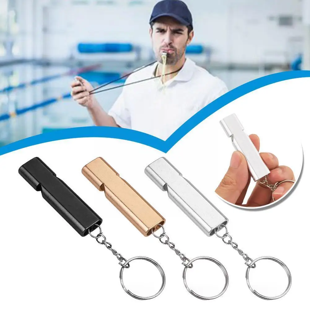 

Outdoor Survival Whistle Aluminum Alloy Double Tube Emergency Dual-frequency Camping Basketball Whistle First Game Aid Hiki H6Z9