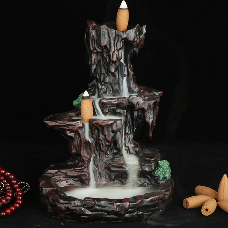 Горы река водопад Ладан горелки фонтан ароматическая мини-дыма кадило держатель