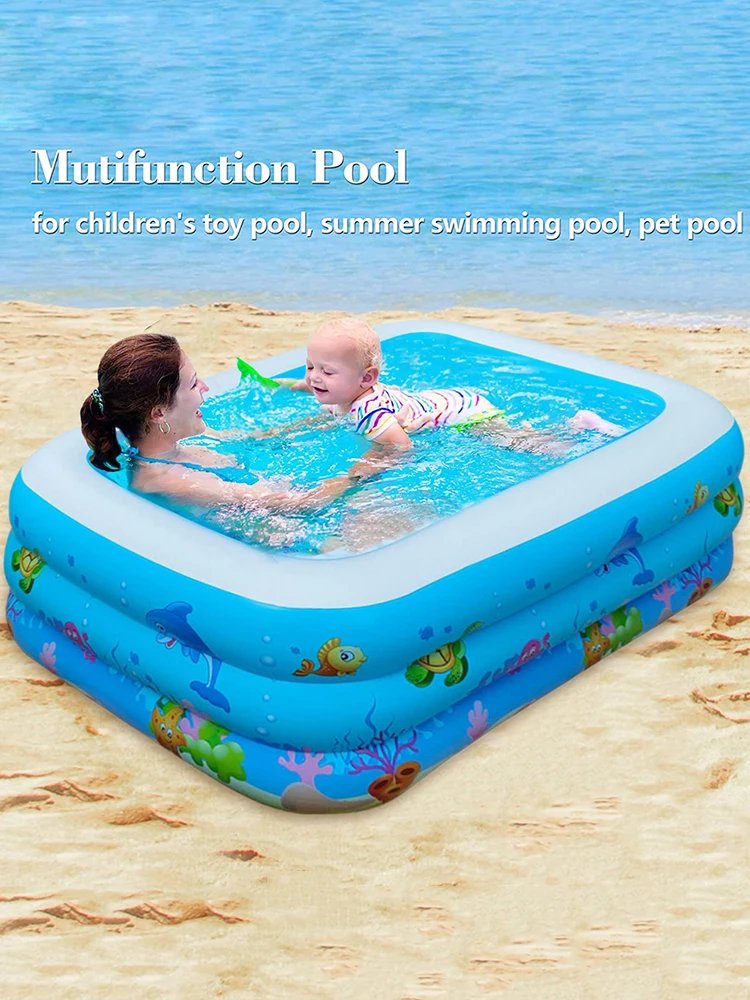 Inflatable Paddling Pool Baby Summer Swimming Pool Children Indoor Outdoor Garden Square Bathtub Basin Water Beach Party Play