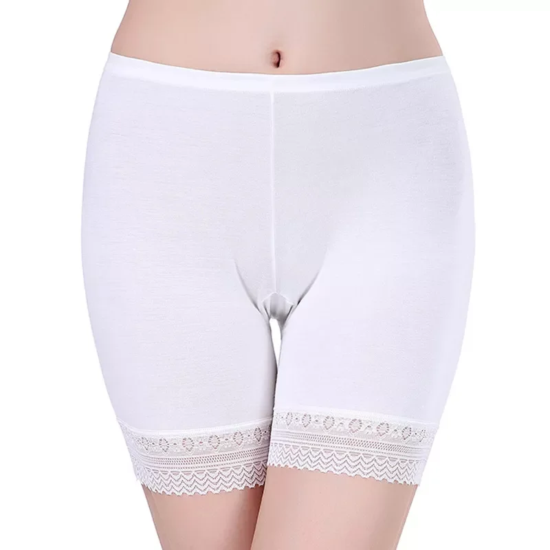 Safety Shorts Sexy Cotton Seamless Short Pants Lace Patchwork Under Skirt Modal Breathable Short Tights White Black Gray