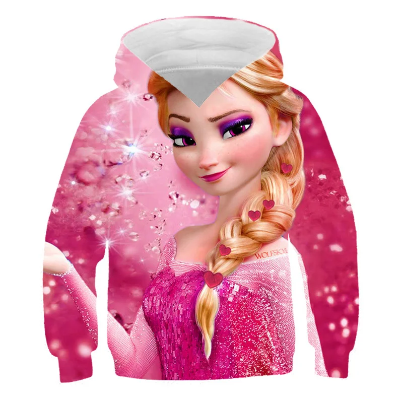 

Disney Pullover Girls babys sweatshirt 3D digital printing hoodie Boys and girls Animated Frozen Princess Elsa Children's hoodie