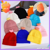 autumn candy color baby hat cute love heart kids knitted hats boys girls toddler children elastic soft warm beanie cap korea