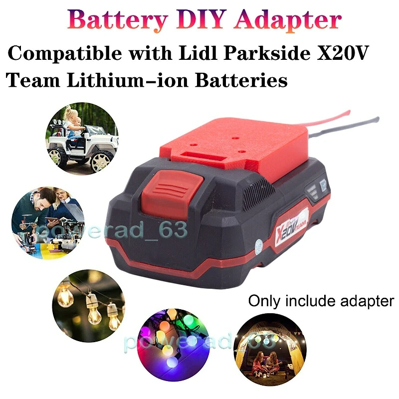 Battery DIY Adapter for Lidl Parkside X20V Team Lithium-ion Battery 14AWG Wires enlarge