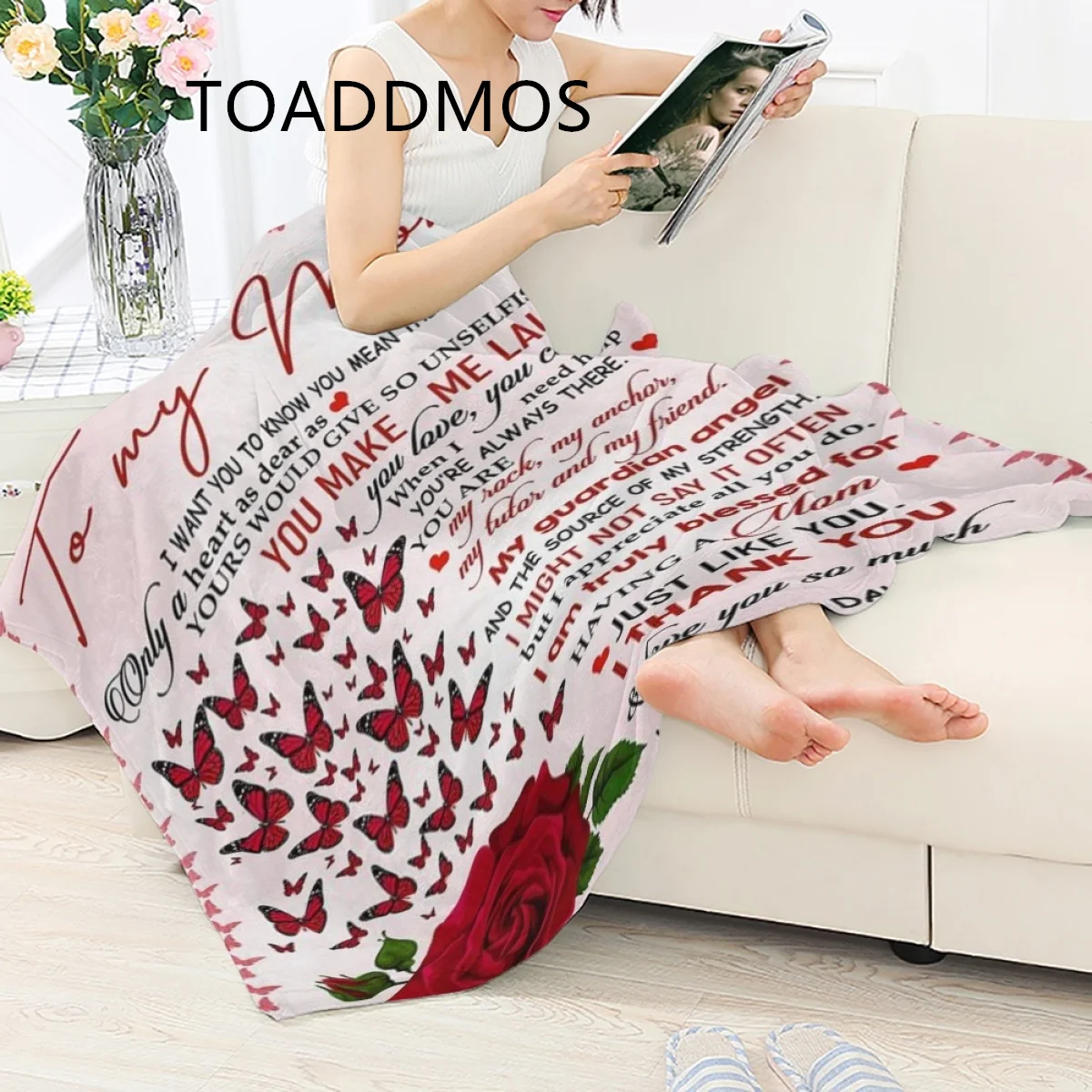 

Индивидуальное одеяло TOADDMOS для мамы, от дочери You Are My Rock, мой якорь, репетир, теплое одеяло с принтом в виде Розовых Бабочек, диван-кровать