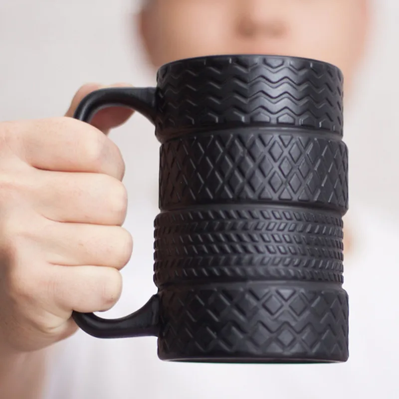 

2022 New 350ml Creative Tire Ceramic Mug Large Capacity Porcelain Coffee Milk Tea Black Cups Novelty Gifts