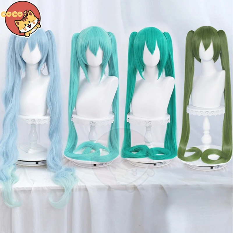 Vocaloid Miku косплей парик аниме классический синие длинные пучки волос 4 цвета для