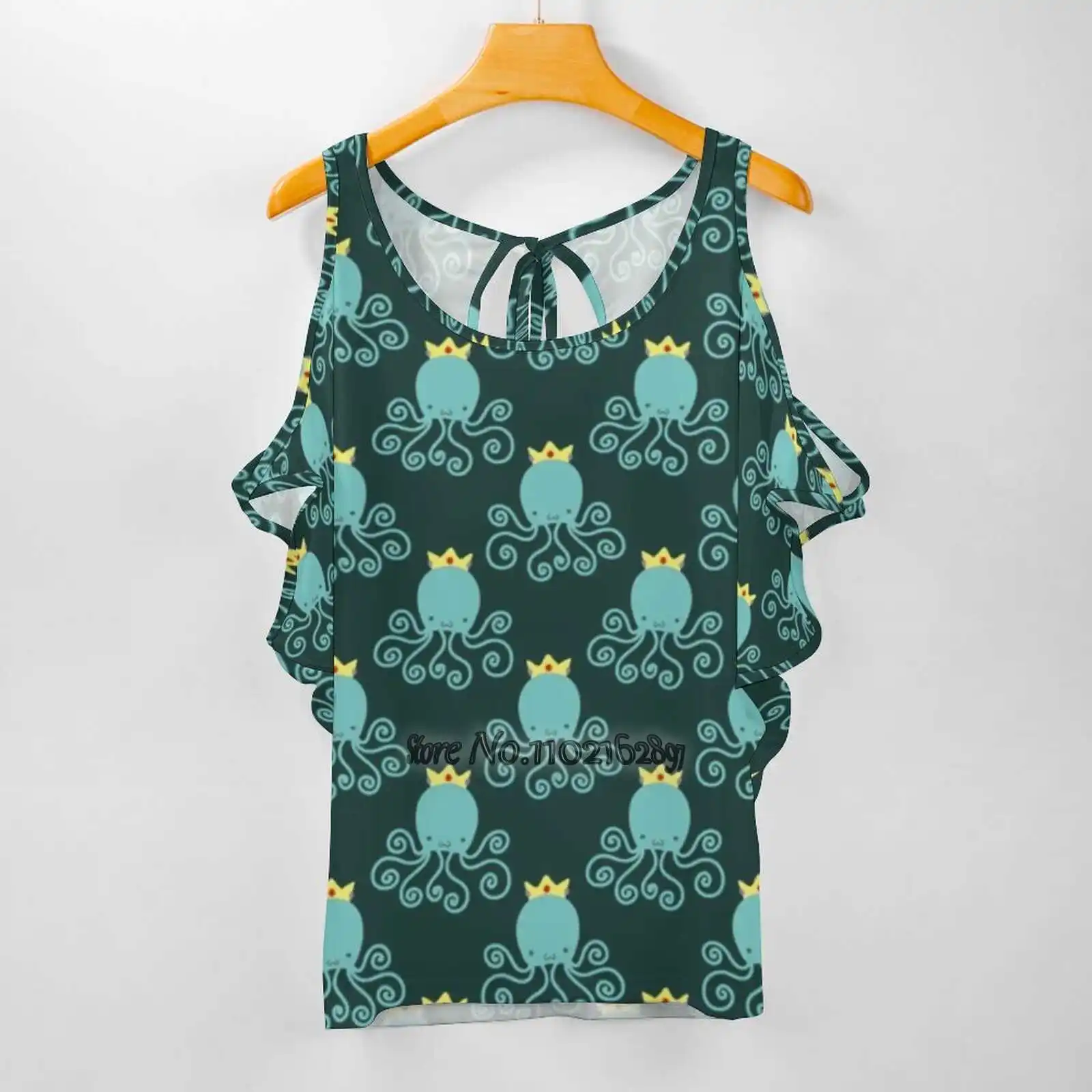 Футболка женская с принтом осьминога пикантная рубашка завязкой сзади пуловер